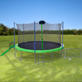 16Ft Trampoline With Slideoutdoor Trampoline For Kids And Adults With Enclosure Net And Ladder,Football Goal,Backboard Green Steel Steel