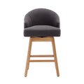 Coolmore Bar Stools Set Of 2 Counter Height Chairs With Footrest For Kitchen, Dining Room And 360 Degree Swivel Charcoal Grey Linen