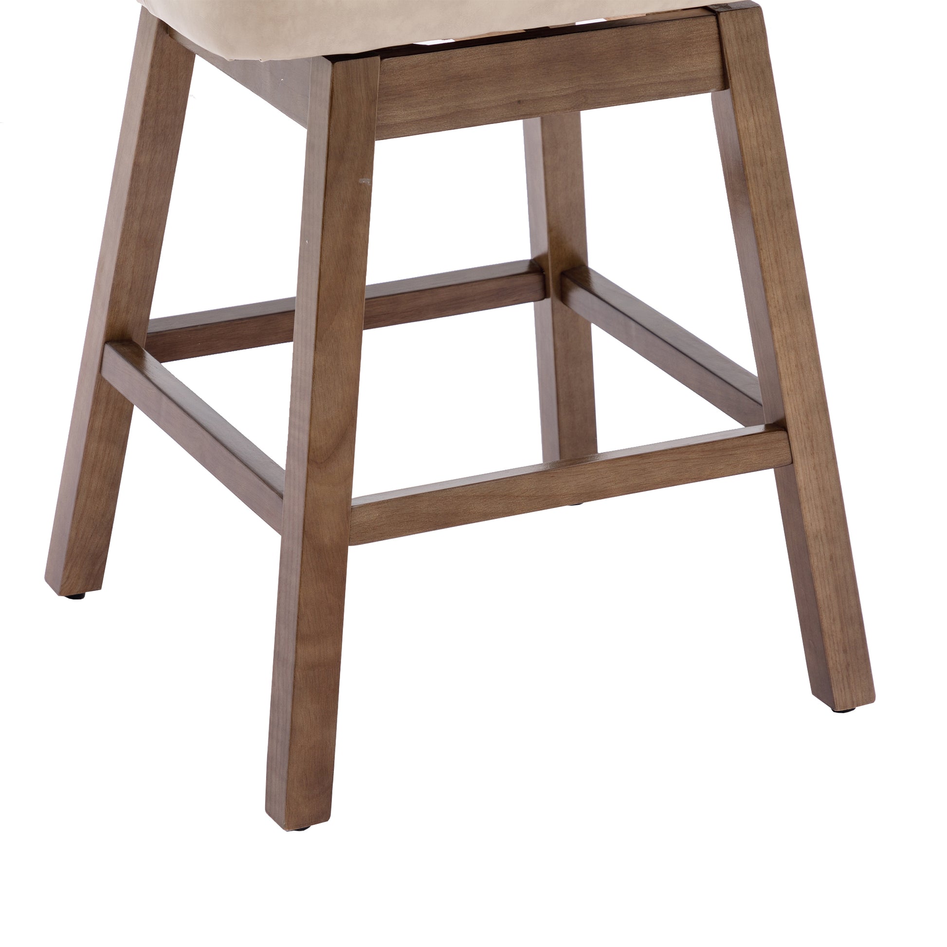 Coolmore Bar Stools Set Of 2 Counter Height Chairs With Footrest For Kitchen, Dining Room And 360 Degree Swivel Apricot Pu Pu Leather