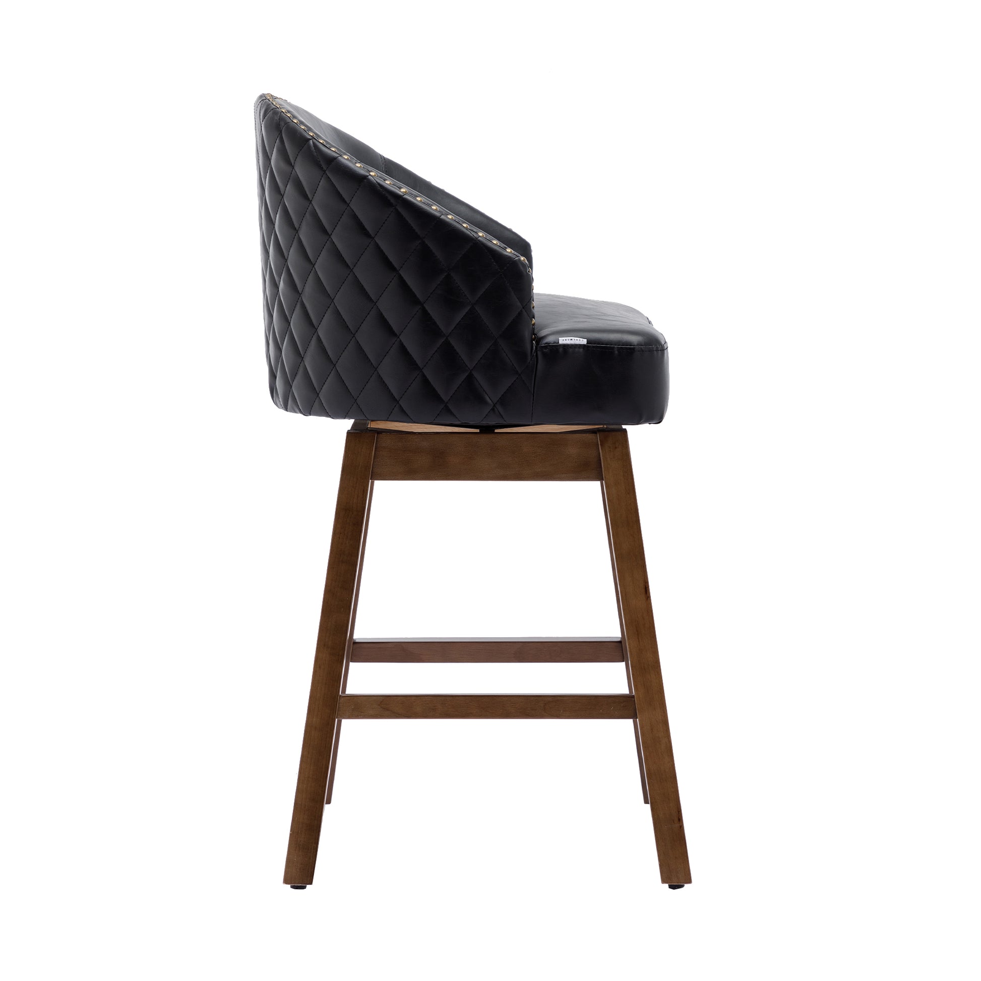 Coolmore Bar Stools Set Of 2 Counter Height Chairs With Footrest For Kitchen, Dining Room And 360 Degree Swivel Black Pu Pu Leather
