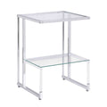 Silver Chrome Side Table, 2 Tier Acrylic Glass End Table For Living Room&Bedroom Chrome Glass Iron