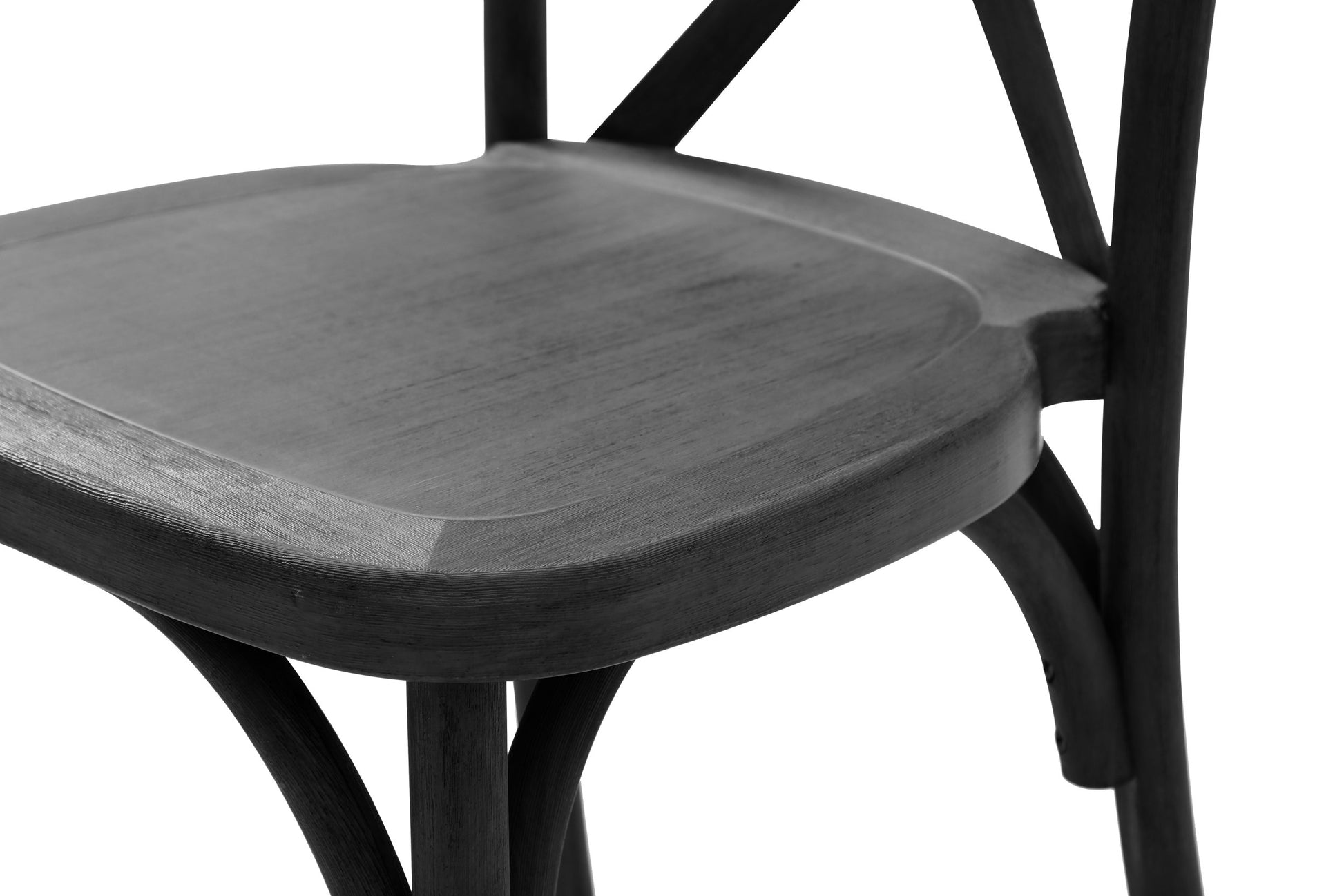 2 Pack Resin Cross Back Chair Waterproof Dining Chair Black Matt Black Resin