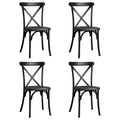 Resin Cross Back Chair For Dinning Room, Wedding, Commercial Use, 4 Pack, Black Matt Black Resin