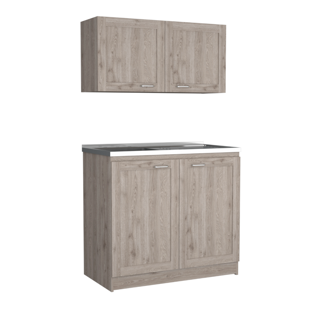 Zurich Cabinet Set, Two Shelves Light Gray Gray Particle Board Particle Board