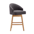 Coolmore Bar Stools Set Of 2 Counter Height Chairs With Footrest For Kitchen, Dining Room And 360 Degree Swivel Charcoal Grey Linen