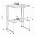 Silver Chrome Side Table, 2 Tier Acrylic Glass End Table For Living Room&Bedroom Chrome Glass Iron