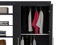 Kenya 3 Drawers Armoire, Double Door, 3 Tier Shelf Black Black Particle Board Particle Board