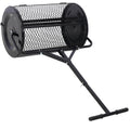 Peat Moss Spreader 24Inch,Compost Spreader Metal Mesh,T Shaped Handle For Planting Seeding,Lawn And Garden Care Manure Spreaders Roller,Heavy Duty Balck Black Steel
