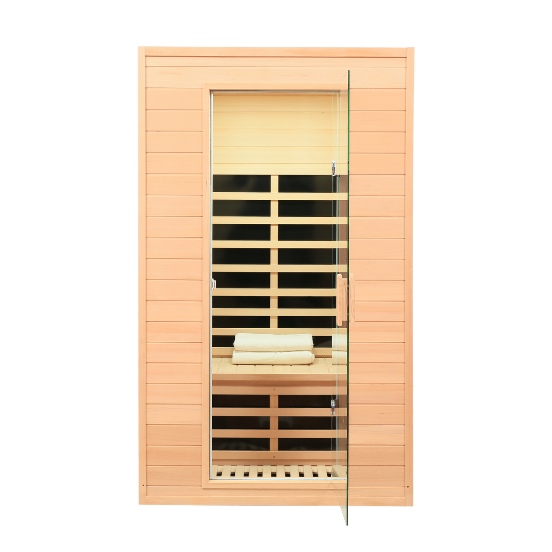 Hemlock Two Person Far Infrared Roof Embedded Indoor Sauna Room Natural Wood Metal & Wood