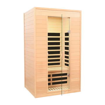 Hemlock Two Person Far Infrared Roof Embedded Indoor Sauna Room Natural Wood Metal & Wood