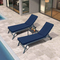 2Pcs Set Outdoor Lounge Chair Cushion Replacement Patio Funiture Seat Cushion Chaise Lounge Cushion Navy Blue Blue Striped Polyester