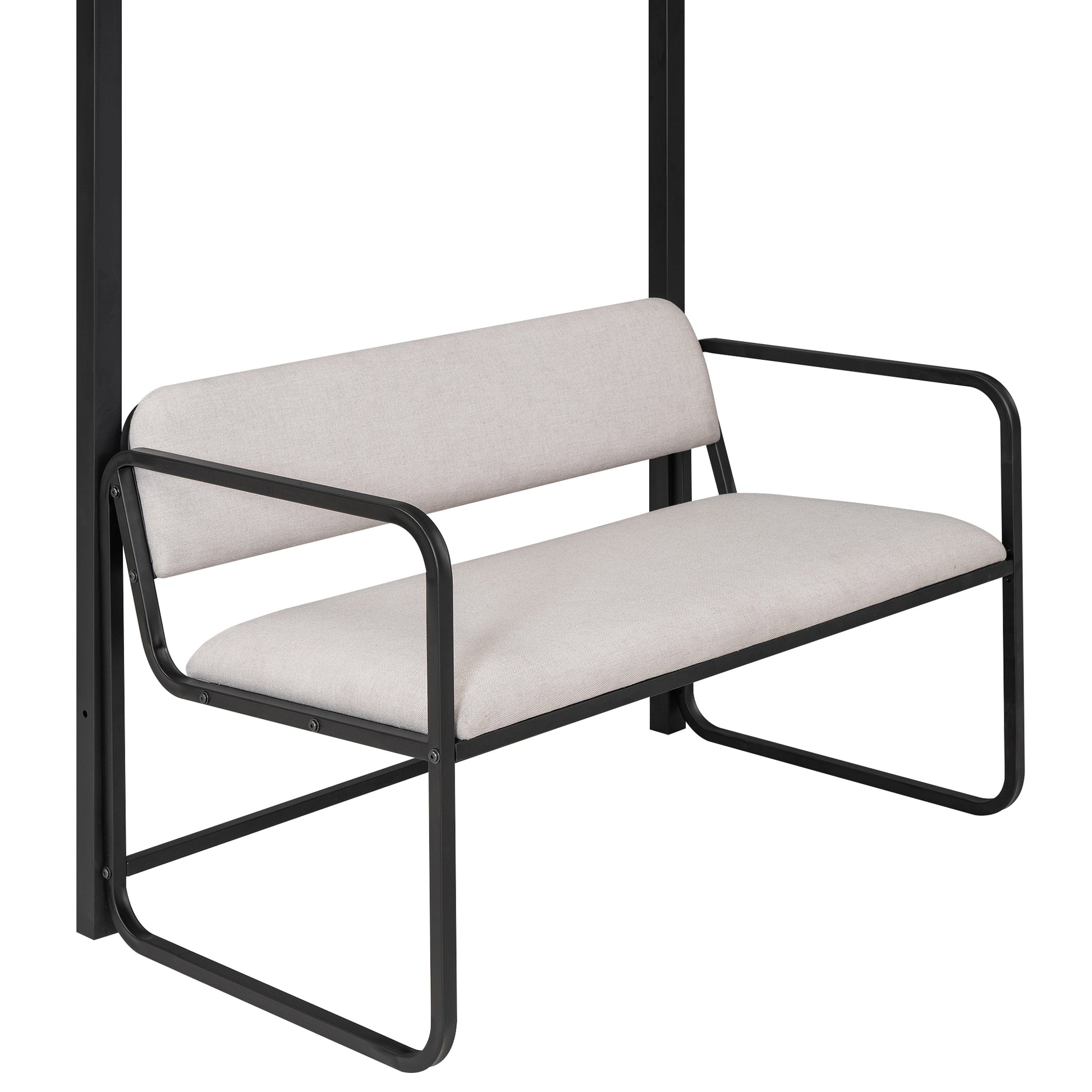 Twin Size Metal Loft Bed With Bench And Storage Staircase, Black Black Metal