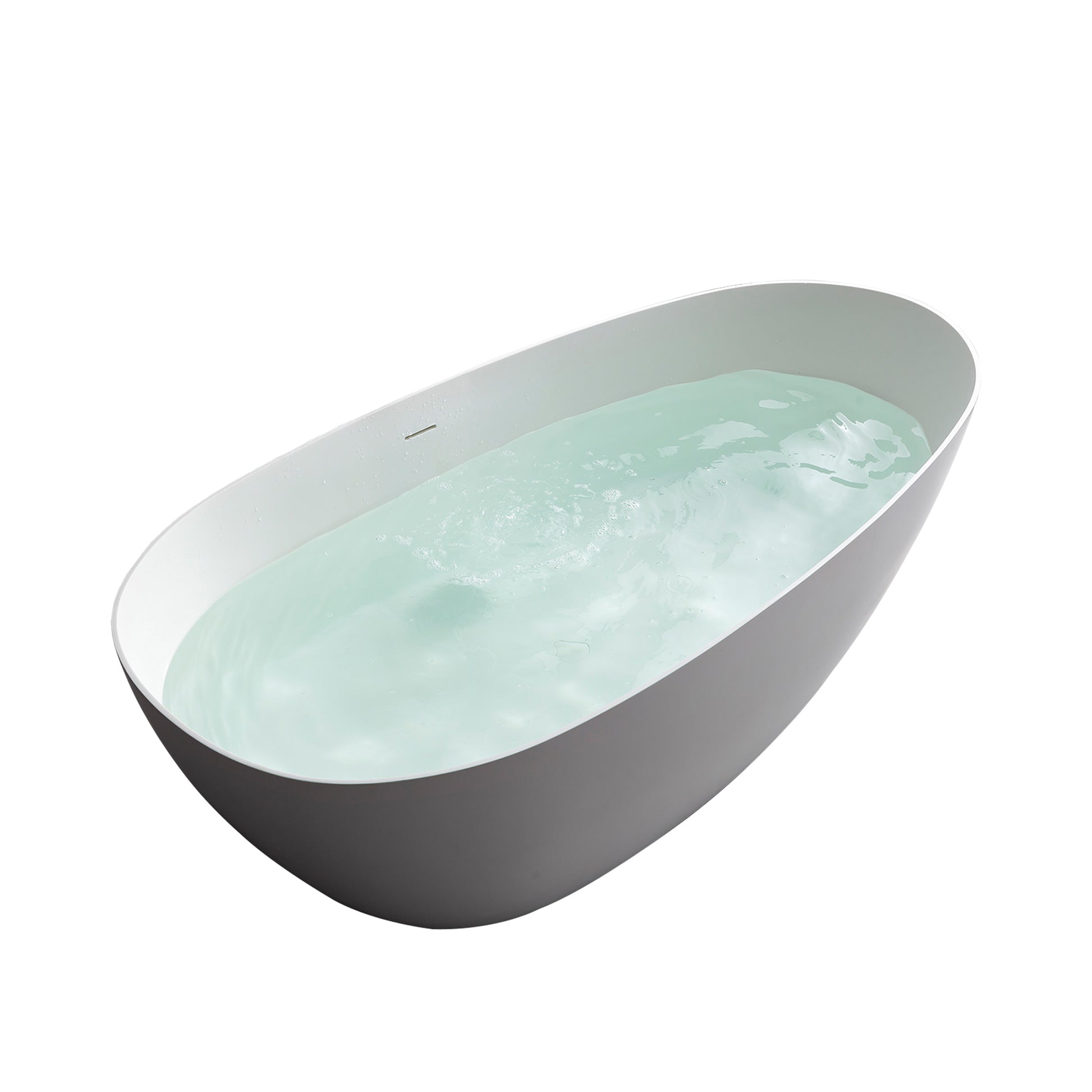 1700Mm Artificial Stone Solid Surface Freestanding Bathroom Adult Bathtub White Solid Surface