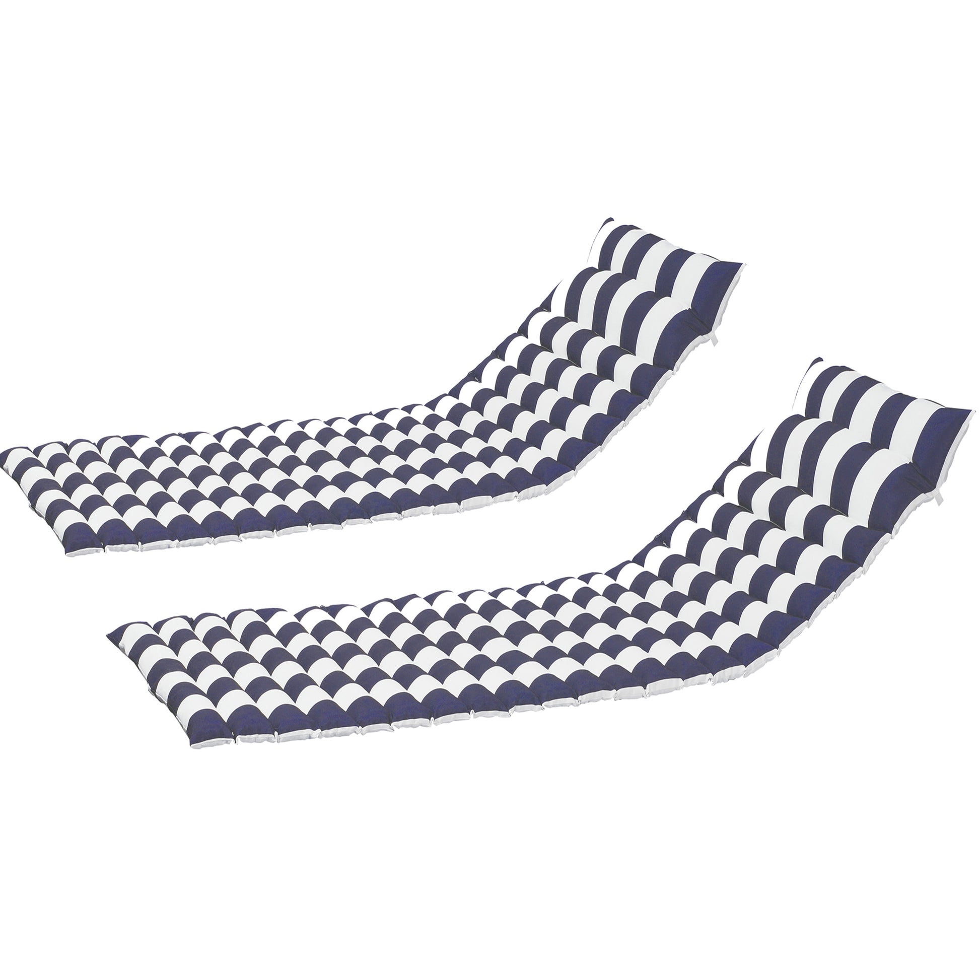 2Pcs Set Outdoor Lounge Chair Cushion Replacement Patio Funiture Seat Cushion Chaise Lounge Cushion Blue White Blue And White Stripes Polyester