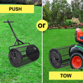 Peat Moss Spreader 36Inch,Compost Spreader Metal Mesh,2 In 1 Atv And T Shaped Handle For Planting Seeding,Lawn And Garden Care Manure Spreaders Roller Black Steel