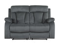 Reclining Transitional Microfiber Fabric Loveseat Gray Foam Fabric