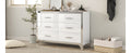 Elegant High Gloss Dresser With Metal Handle,Mirrored Storage Cabinet With 6 Drawers For Bedroom,Living Room,White White Mdf