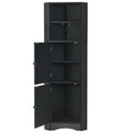 Tall Bathroom Corner Cabinet, Freestanding Storage Cabinet With Doors And Adjustable Shelves, Mdf Board, Black Black Mdf