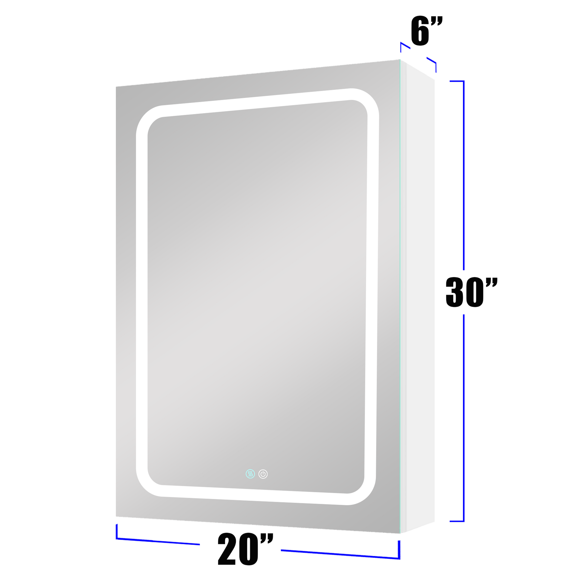 30X20 Inch Led Bathroom Medicine Cabinet Surface Mounted Cabinets With Lighted Mirror White Right Open White Classic,Modern Aluminium