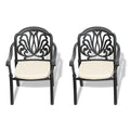 Cast Aluminum Patio Dining Chair 2Pcs With Black Frame And Cushions In Random Colors Yes Dining Set Black Rust Resistant Frame Water Resistant Cushion Garden & Outdoor Complete Patio Sets Aluminium