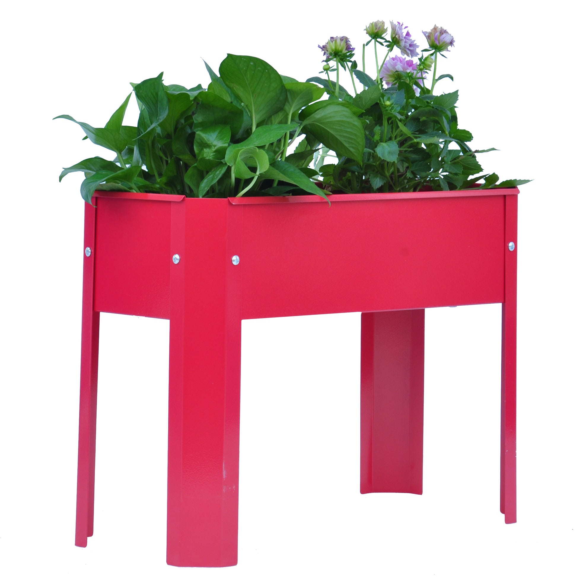 Mini Elevated Garden Bed, Metal Elevated Outdoor Flowerpot Box, Suitable For Backyard And Terrace, Large Flowerpot, Suitable For Vegetable And Flower Red Steel