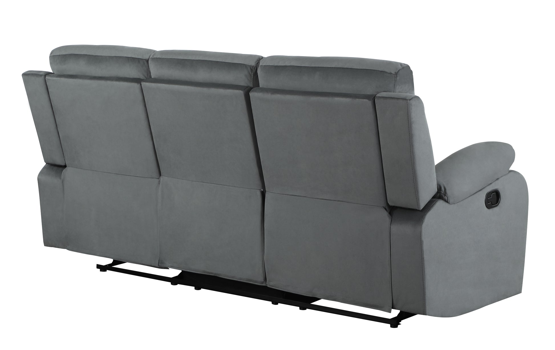 Reclining Transitional Microfiber Fabric Sofa Gray Foam Fabric