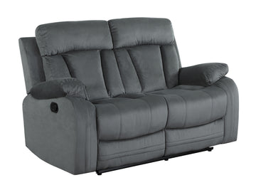 Reclining Transitional Microfiber Fabric Loveseat Gray Foam Fabric