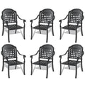 Cast Aluminum Patio Dining Chair 6Pcs With Black Frame And Cushions In Random Colors Yes Dining Set Black Rust Resistant Frame Water Resistant Cushion Garden & Outdoor Complete Patio Sets Aluminium