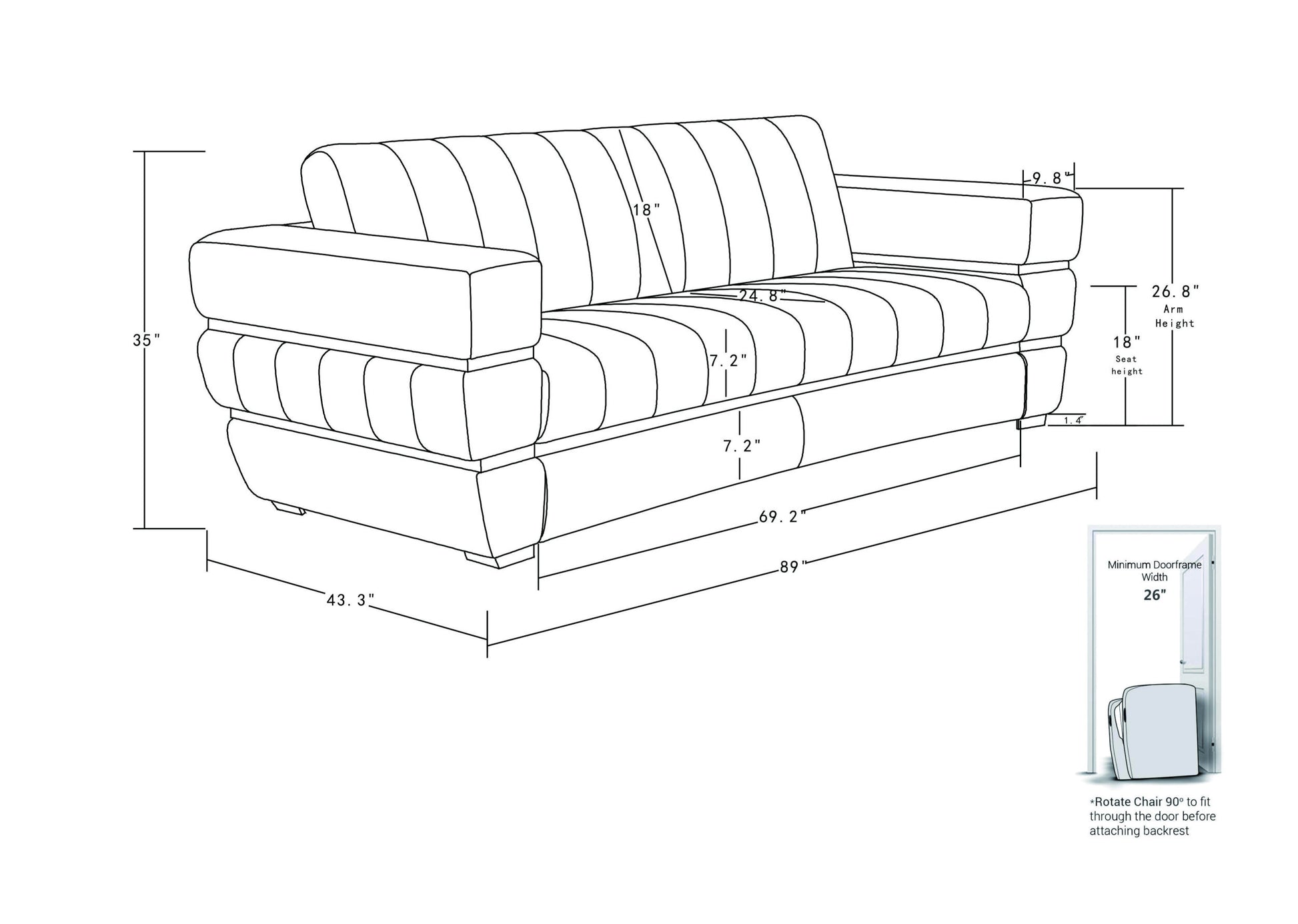 Top Grain Italian Leather Sofa White Foam Leather