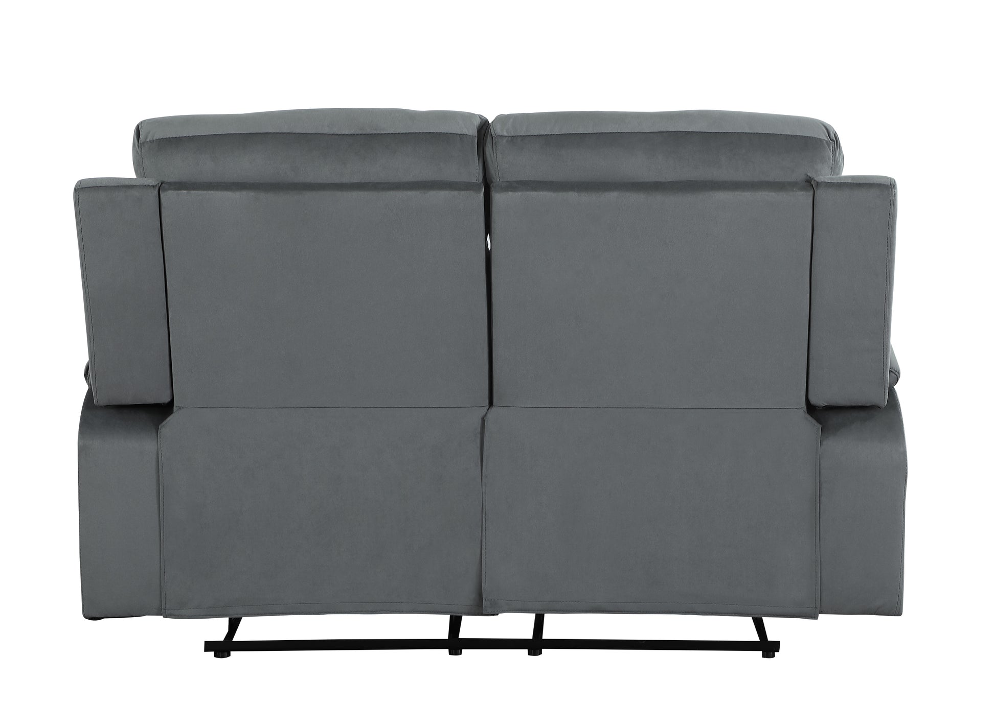 Reclining Transitional Microfiber Fabric Loveseat Gray Foam Fabric