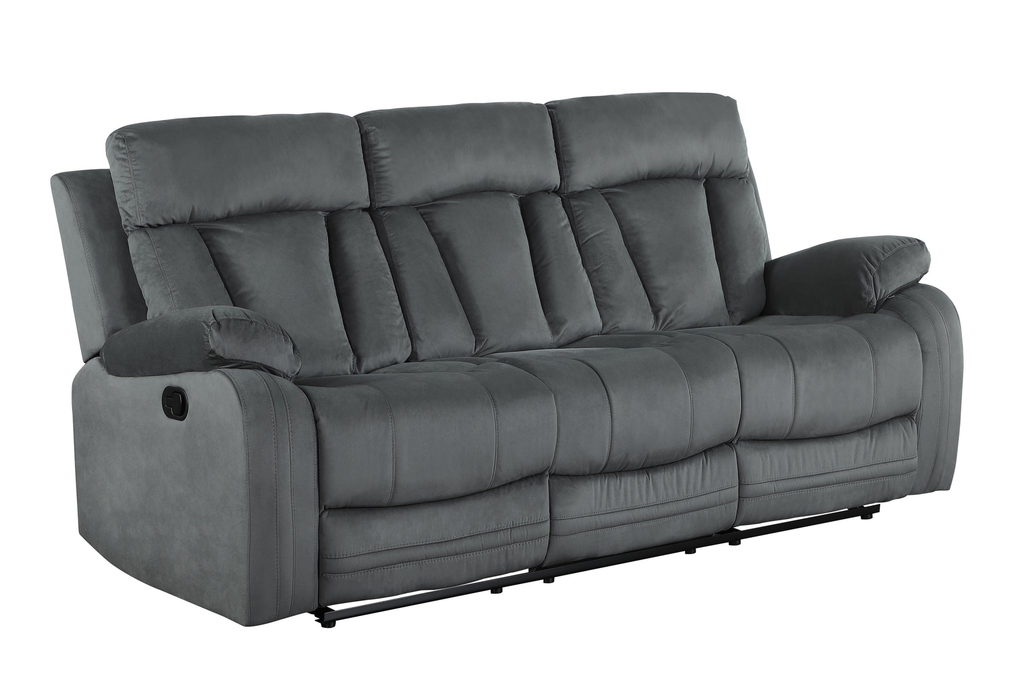 Reclining Transitional Microfiber Fabric Sofa Gray Foam Fabric