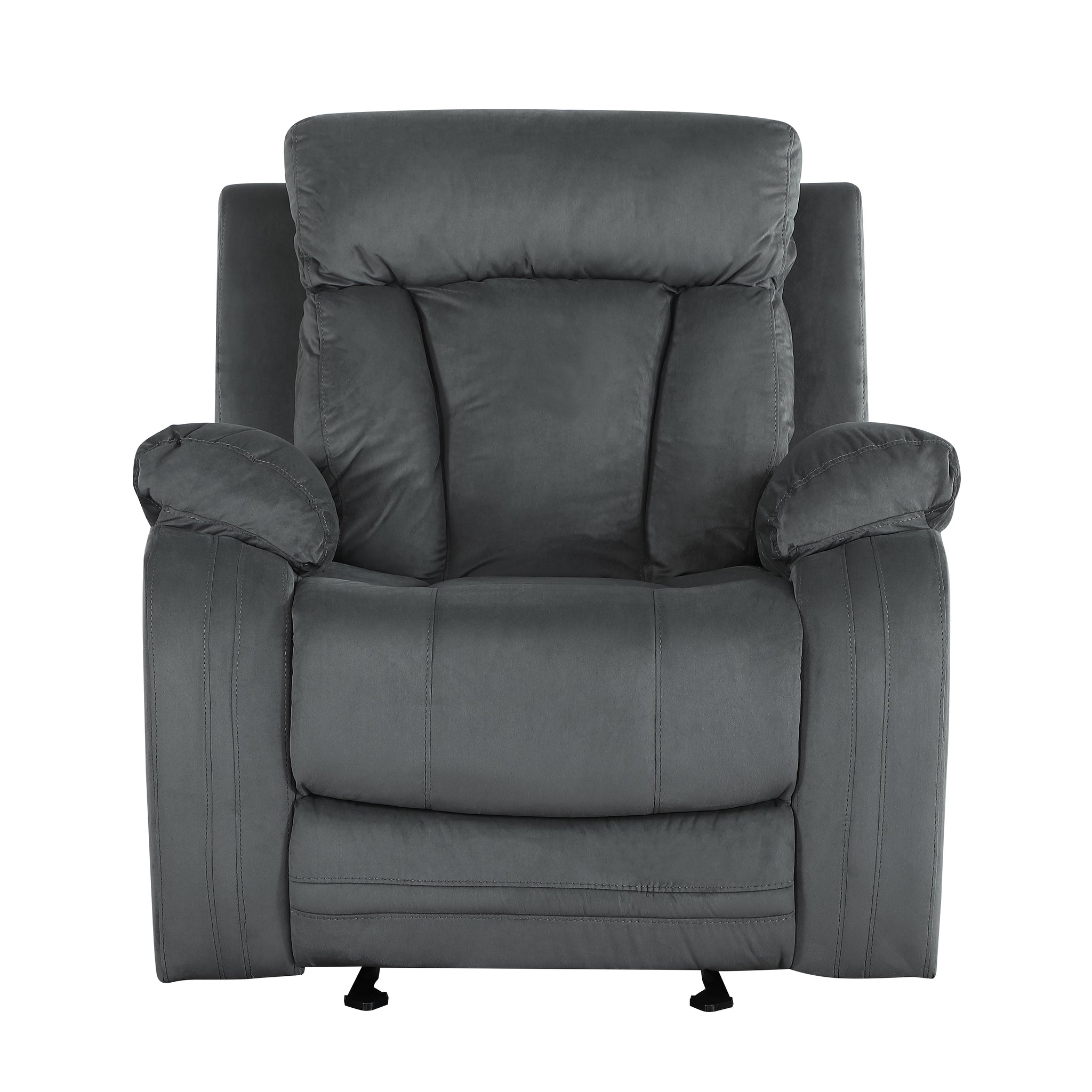 Reclining Transitional Microfiber Fabric Chair Gray Foam Fabric