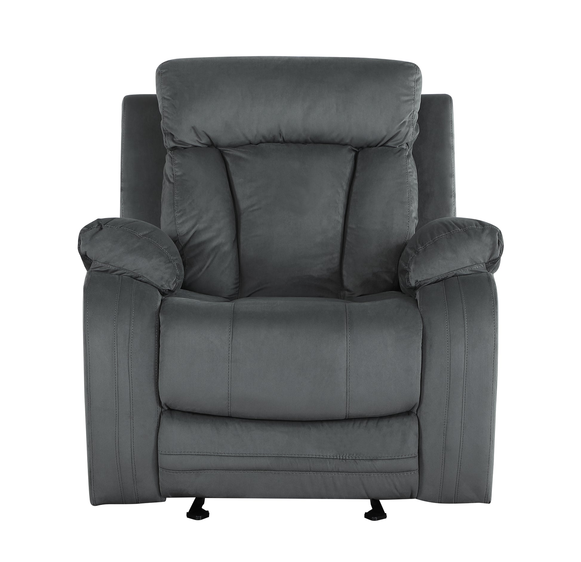 Reclining Transitional Microfiber Fabric Chair Gray Foam Fabric