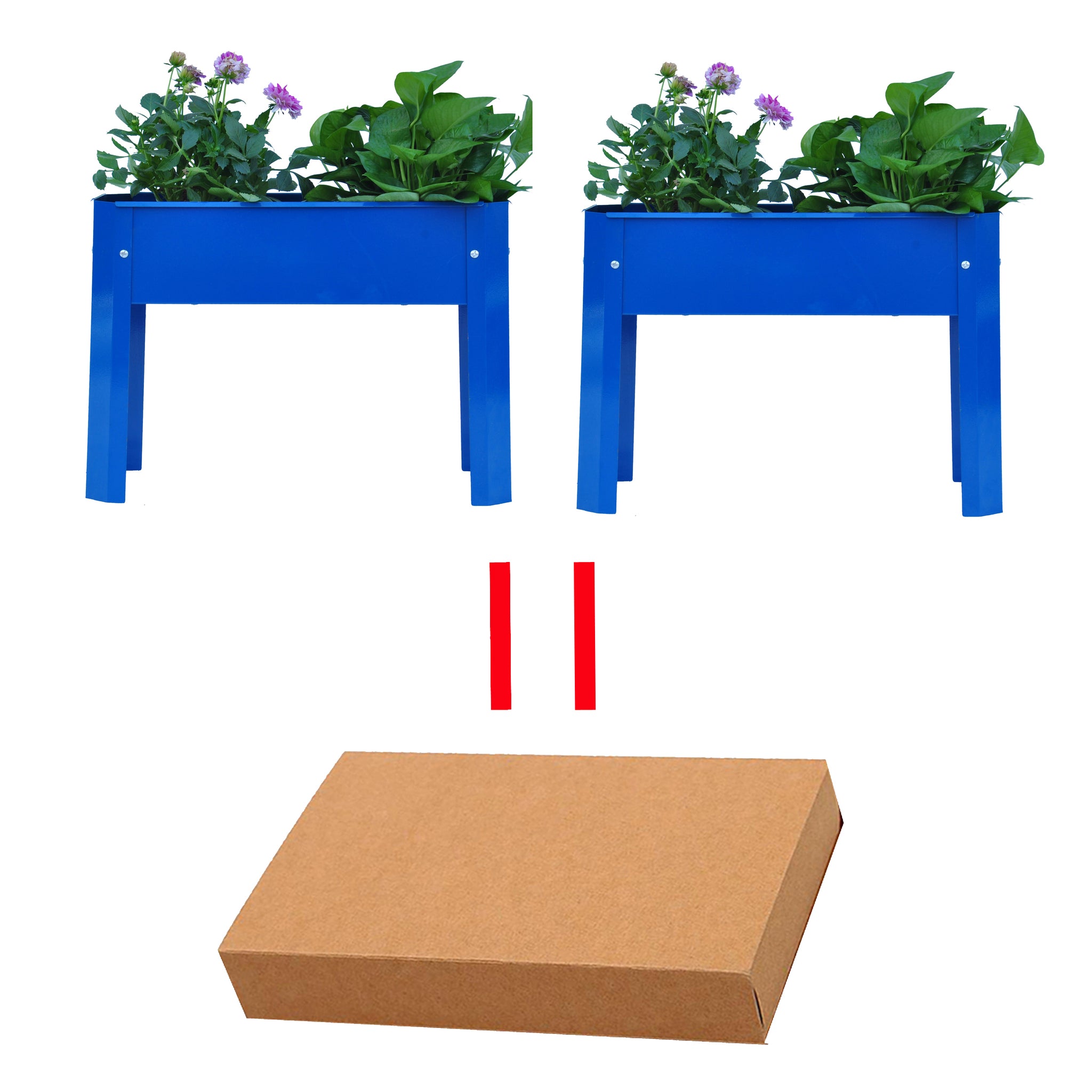 Elevated Garden Bed Metal Elevated Outdoor Flowerpot Box Suitable For Backyard And Terrace Large Flowerpot Suitable For Vegetable And Flower Blue*2 Blue Steel