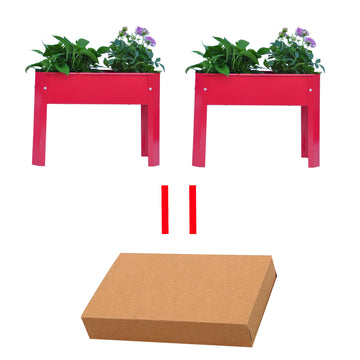 Elevated Garden Bed.Metal Elevated Outdoor Flowerpot Box.Suitable For Backyard And Terrace.Large Flowerpot.Suitable For Vegetable And Flower Red X 2 Red Steel