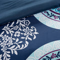 Boho Comforter Set With Bed Sheets Queen Navy Polyester