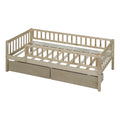 Twin Size Daybed Wood Bed With Two Drawers, Natural Twin Natural Solid Wood