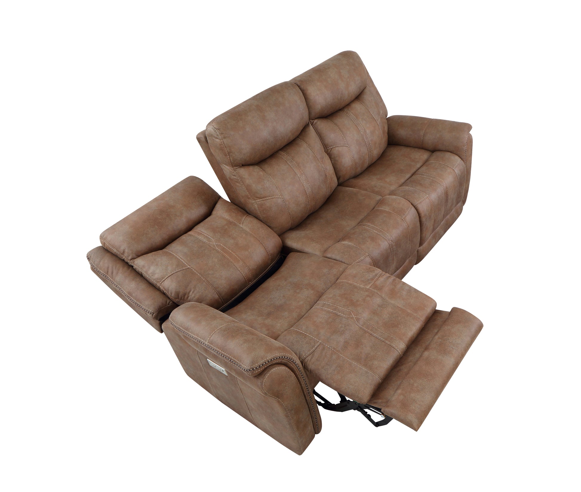 Luxurious Camel Power Sofa Recliner Traditional Meets Modern Power Footrest, Power Headrest, Usb Charging Camel Foam Fabric 3 Seat