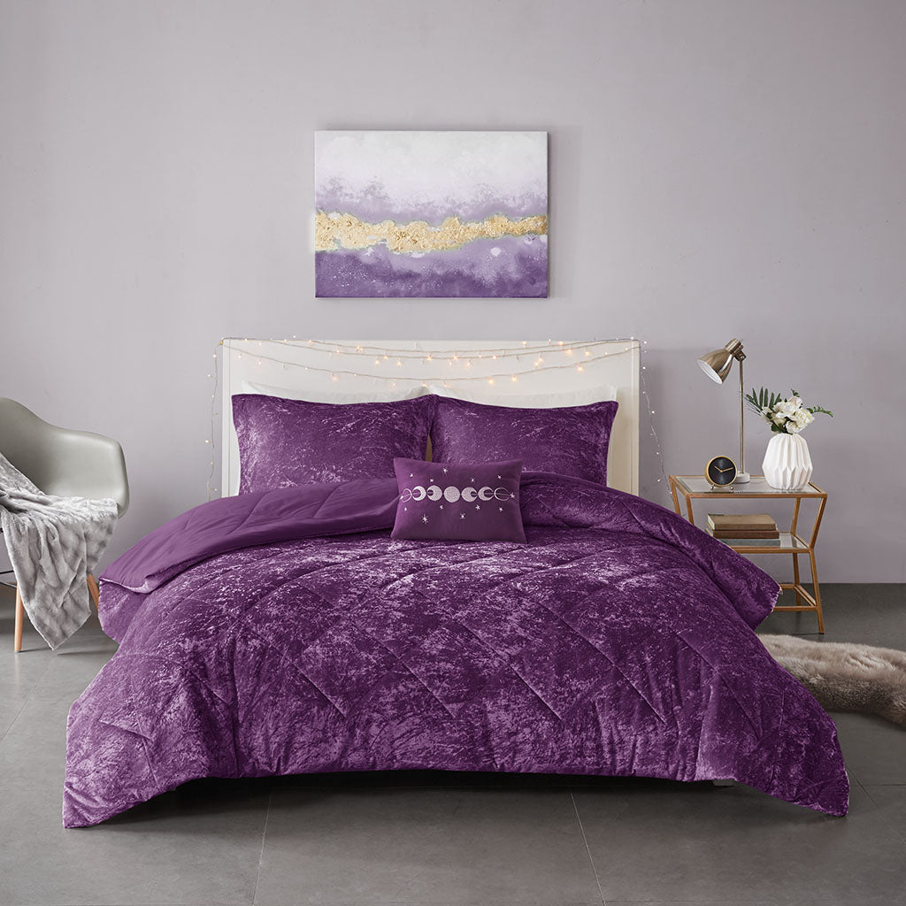 Velvet Comforter Set Twin Xl Purple Polyester