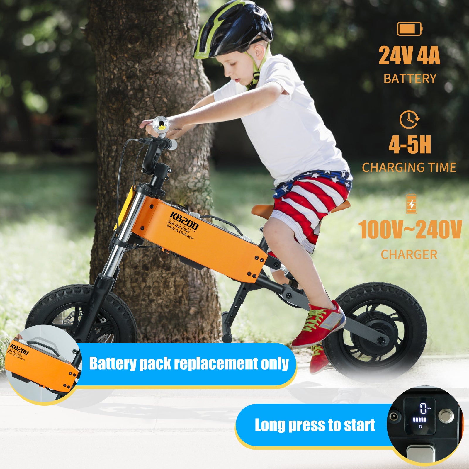 Children'S Outdoor Off Road Electric Bicycle Orange Aluminium Alloy Aluminium Alloy