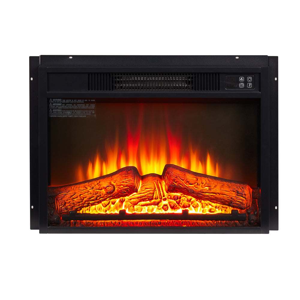 Electric Fireplace Insert 23" 1400W 120V Black Tempered Glass Sheet Metal Plastic