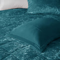 Velvet Comforter Set King Teal Polyester