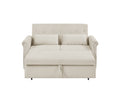 Artemax 55'' Modern Shiny Velvet Convertible Loveseat Sleeper Sofa Couch W 2 Lumbar Pillows, Adjustable Pull Out Bed And Removable Armrest For Nursery, Living Room, Apartment, Home Office Beige Foam Velvet