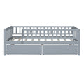 Twin Size Daybed Wood Bed With Two Drawers, Gray Twin Gray Solid Wood