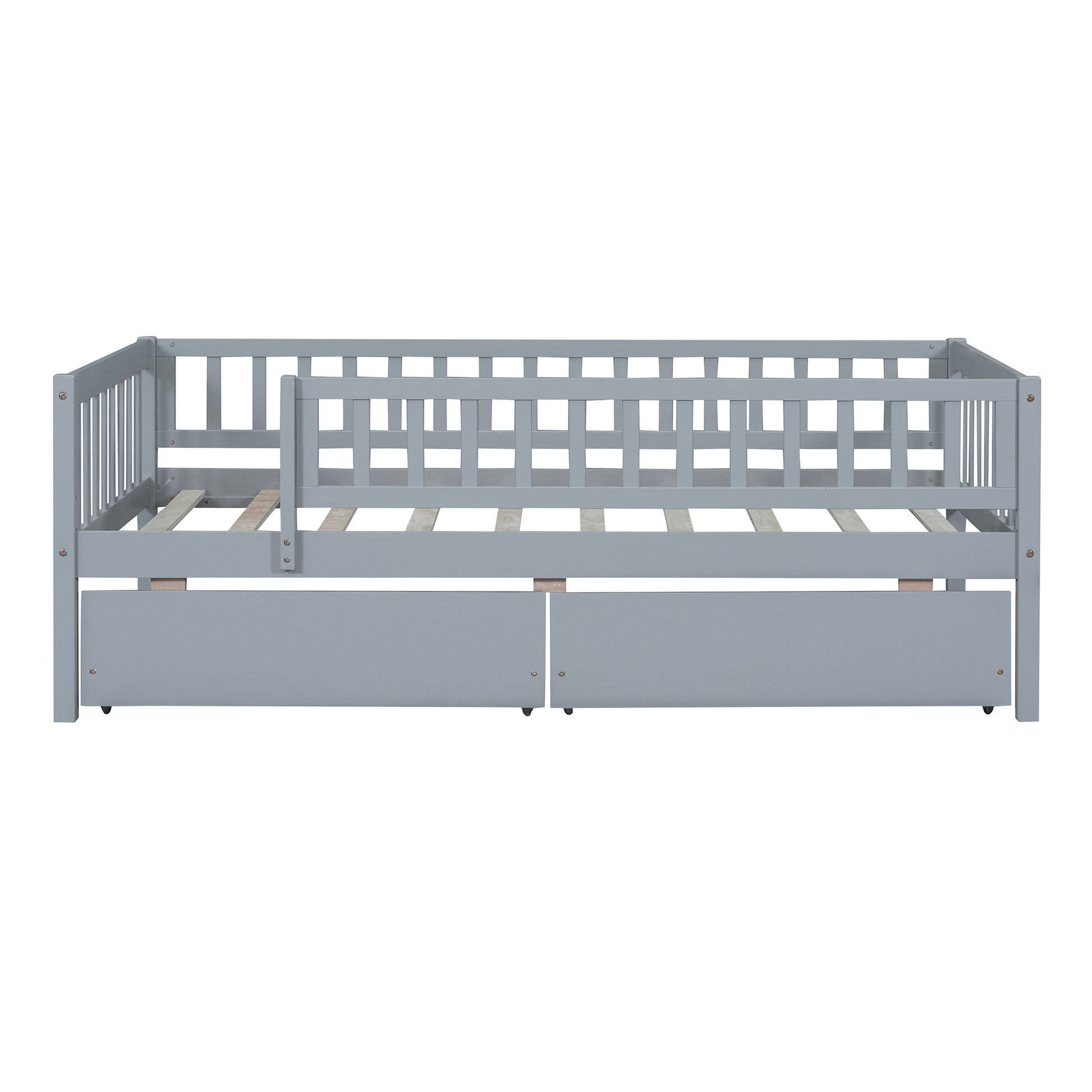 Twin Size Daybed Wood Bed With Two Drawers, Gray Twin Gray Solid Wood