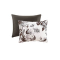 Floral Print Comforter Set King White Black Polyester