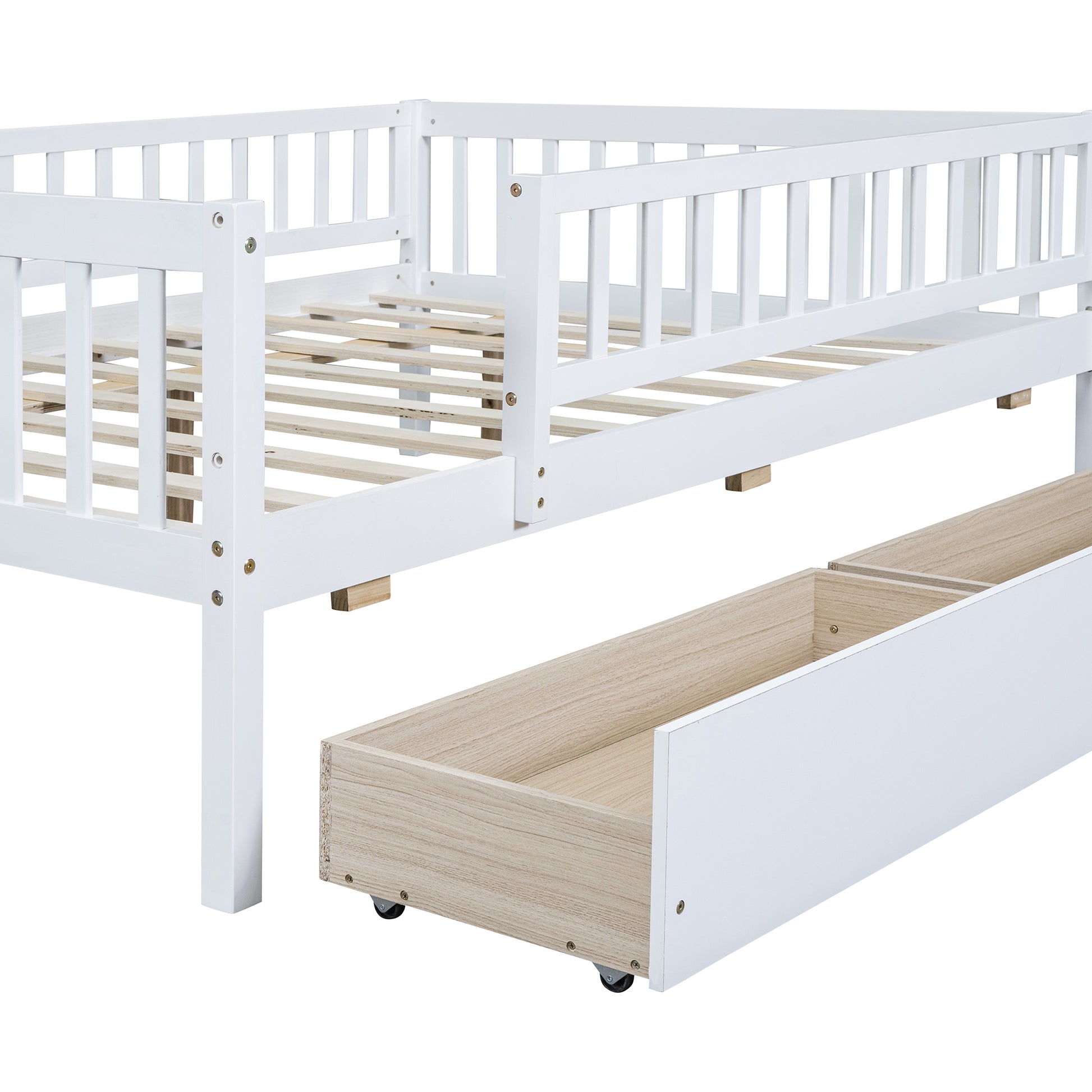 Full Size Daybed Wood Bed With Two Drawerswhite Full White Solid Wood