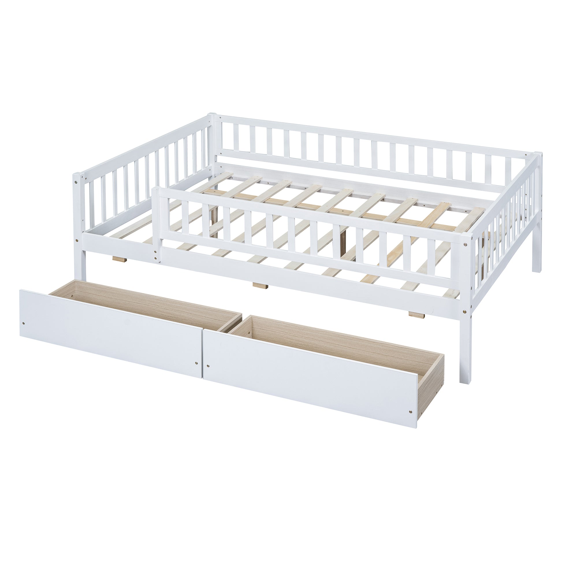 Full Size Daybed Wood Bed With Two Drawerswhite Full White Solid Wood