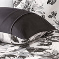 Floral Print Comforter Set Full White Black Polyester