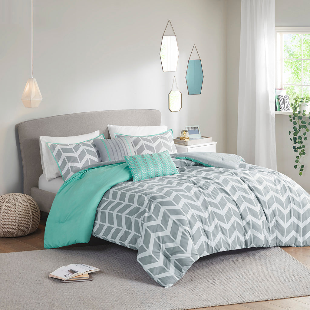 Comforter Set Full Aqua Polyester